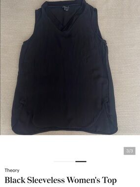 Theory Black V-Neck Sleeveless Tank Top